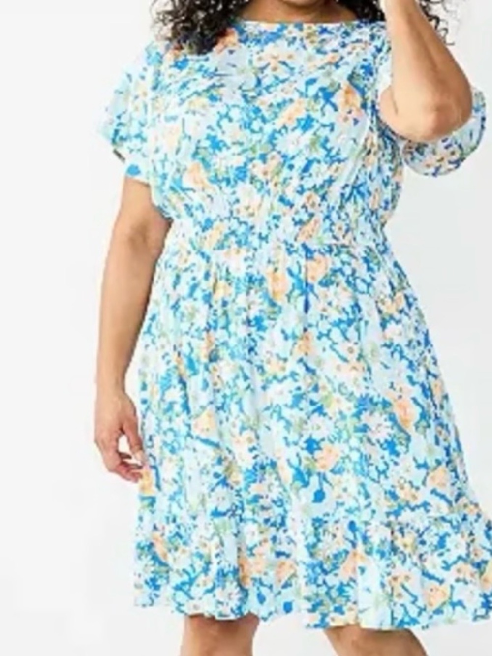 croft & barrow NWT Blue and Peach Floral Midi Dress